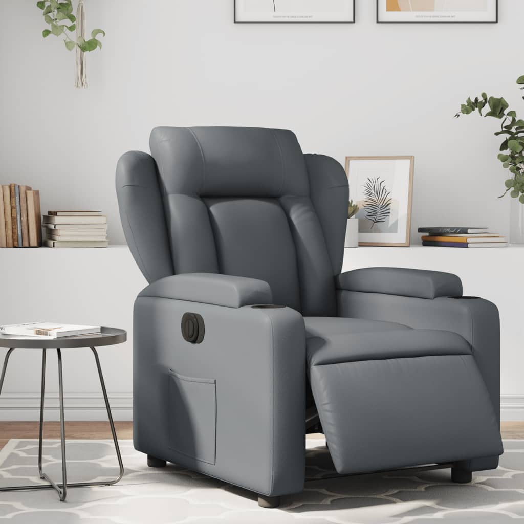 Fauteuil verstelbaar elektrisch kunstleer grijs Fauteuils & Relaxfauteuils | Creëer jouw Trendy Thuis | Gratis bezorgd & Retour | Trendy.nl