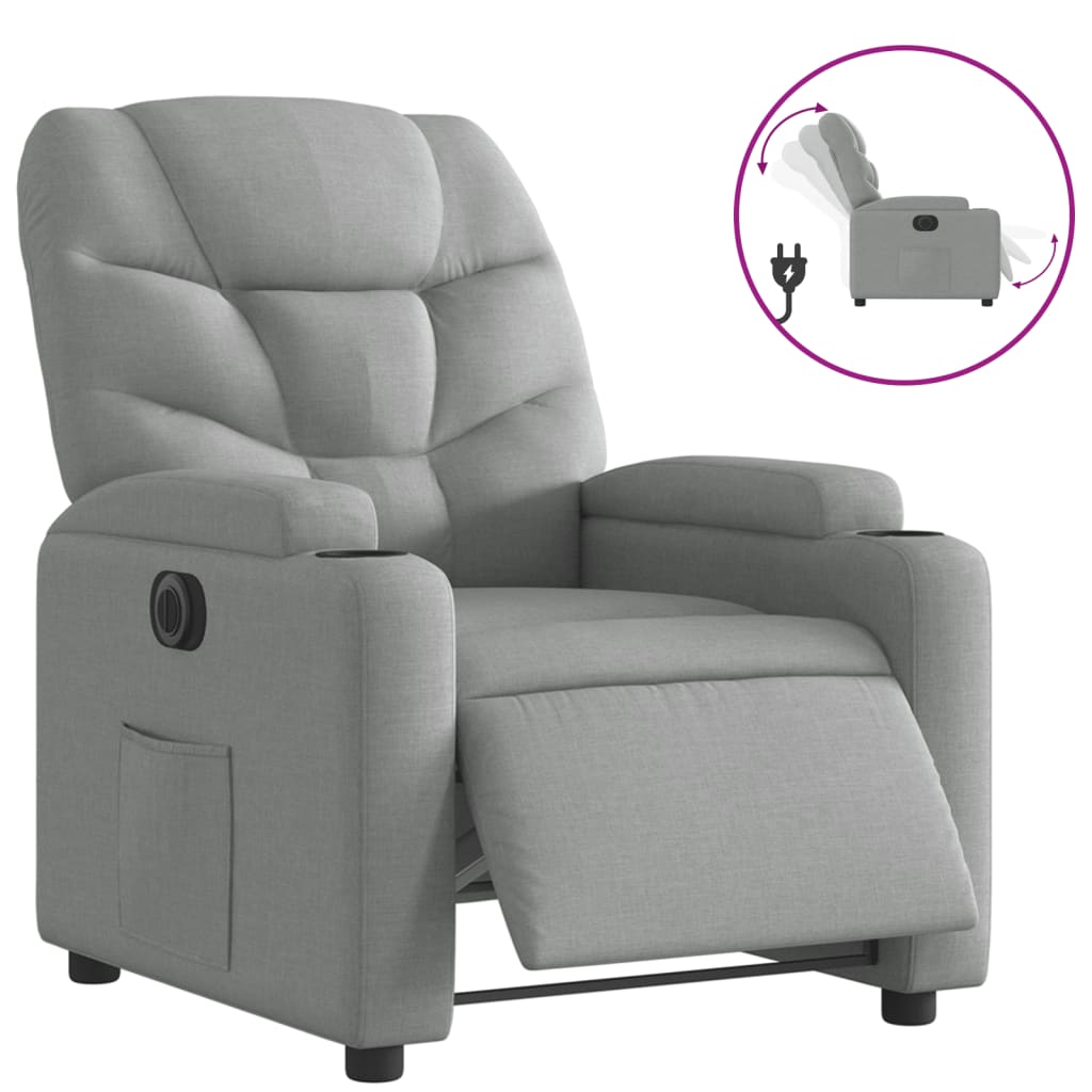 Fauteuil elektrisch verstelbaar stof lichtgrijs Fauteuils & Relaxfauteuils | Creëer jouw Trendy Thuis | Gratis bezorgd & Retour | Trendy.nl