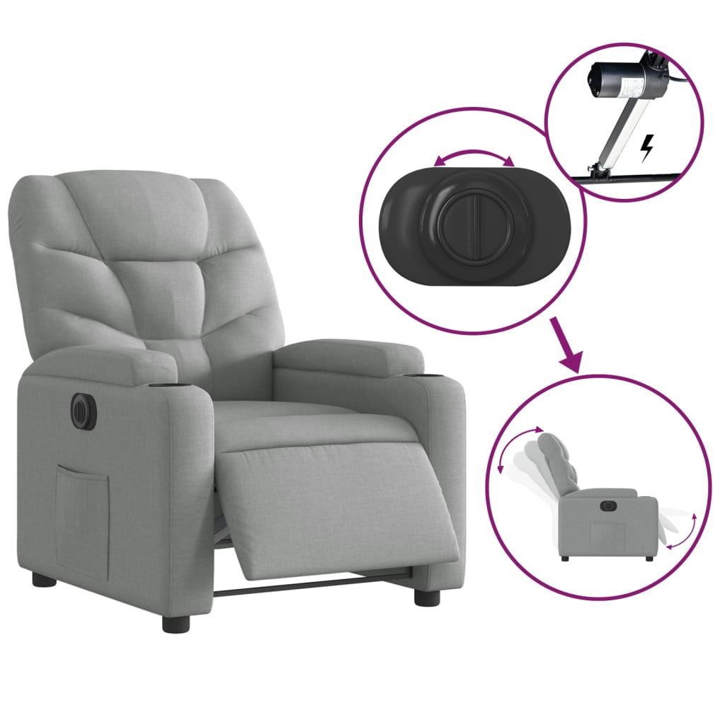 Fauteuil elektrisch verstelbaar stof lichtgrijs Fauteuils & Relaxfauteuils | Creëer jouw Trendy Thuis | Gratis bezorgd & Retour | Trendy.nl