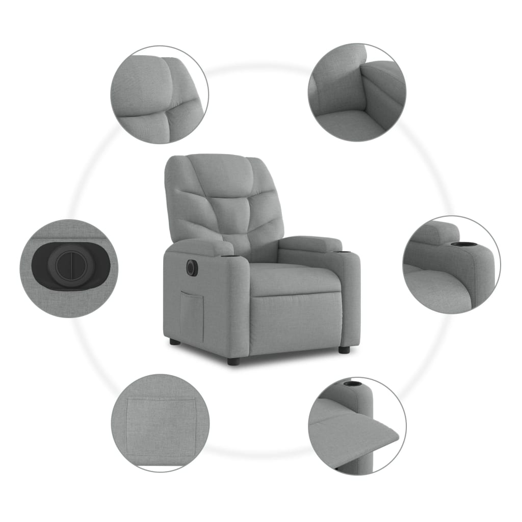 Fauteuil elektrisch verstelbaar stof lichtgrijs Fauteuils & Relaxfauteuils | Creëer jouw Trendy Thuis | Gratis bezorgd & Retour | Trendy.nl