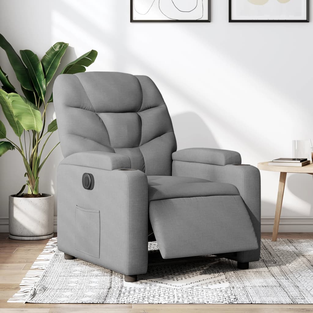 Fauteuil elektrisch verstelbaar stof lichtgrijs Fauteuils & Relaxfauteuils | Creëer jouw Trendy Thuis | Gratis bezorgd & Retour | Trendy.nl