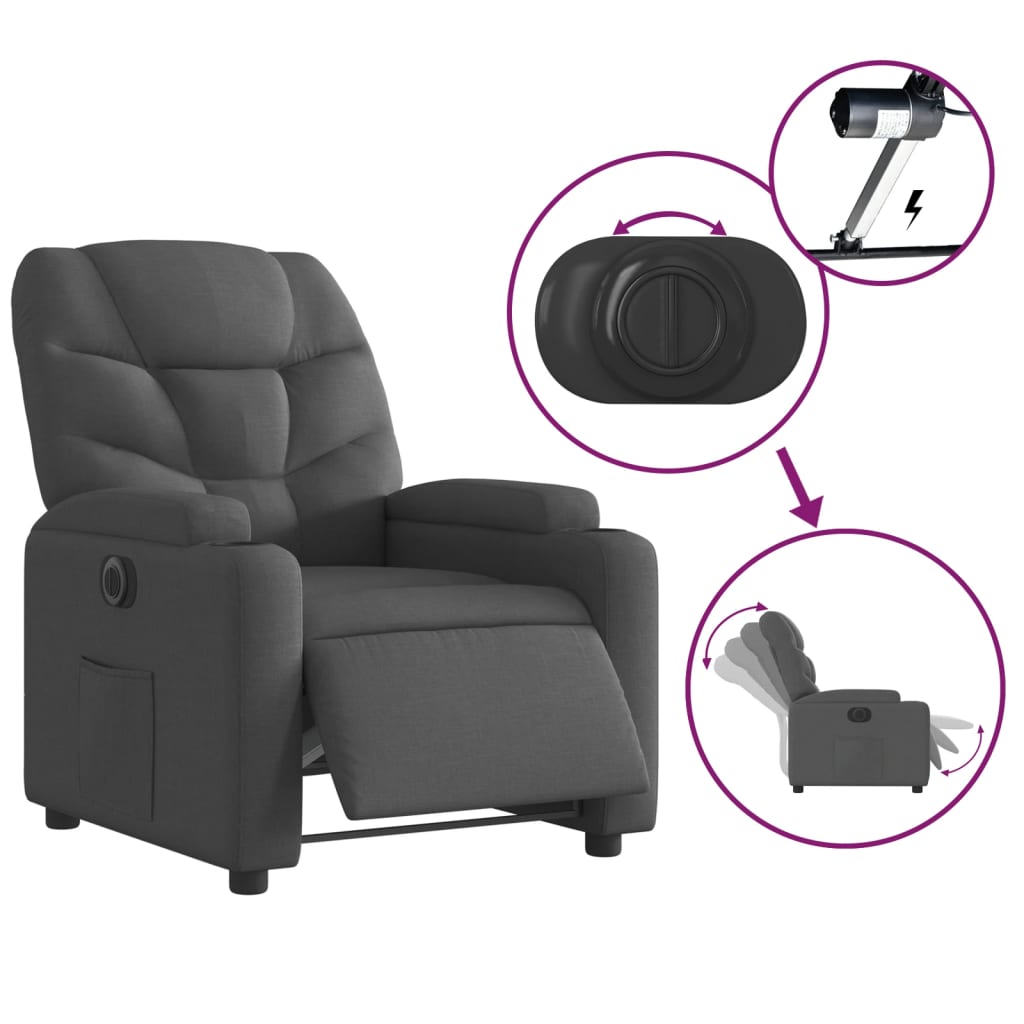 Fauteuil elektrisch verstelbaar stof donkergrijs Fauteuils & Relaxfauteuils | Creëer jouw Trendy Thuis | Gratis bezorgd & Retour | Trendy.nl