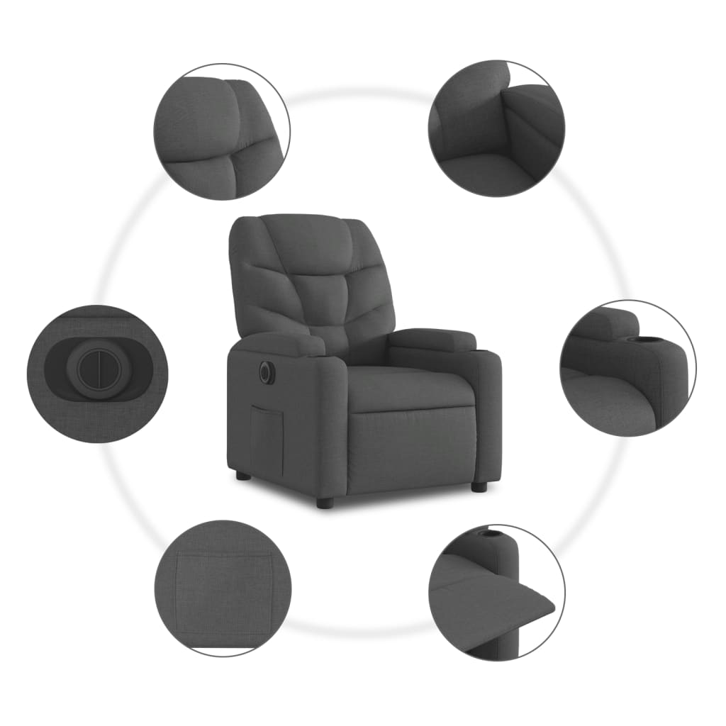 Fauteuil elektrisch verstelbaar stof donkergrijs Fauteuils & Relaxfauteuils | Creëer jouw Trendy Thuis | Gratis bezorgd & Retour | Trendy.nl