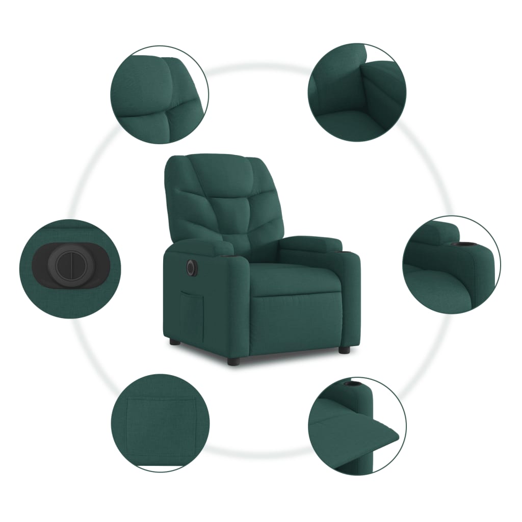 Fauteuil verstelbaar elektrisch stof donkergroen Fauteuils & Relaxfauteuils | Creëer jouw Trendy Thuis | Gratis bezorgd & Retour | Trendy.nl