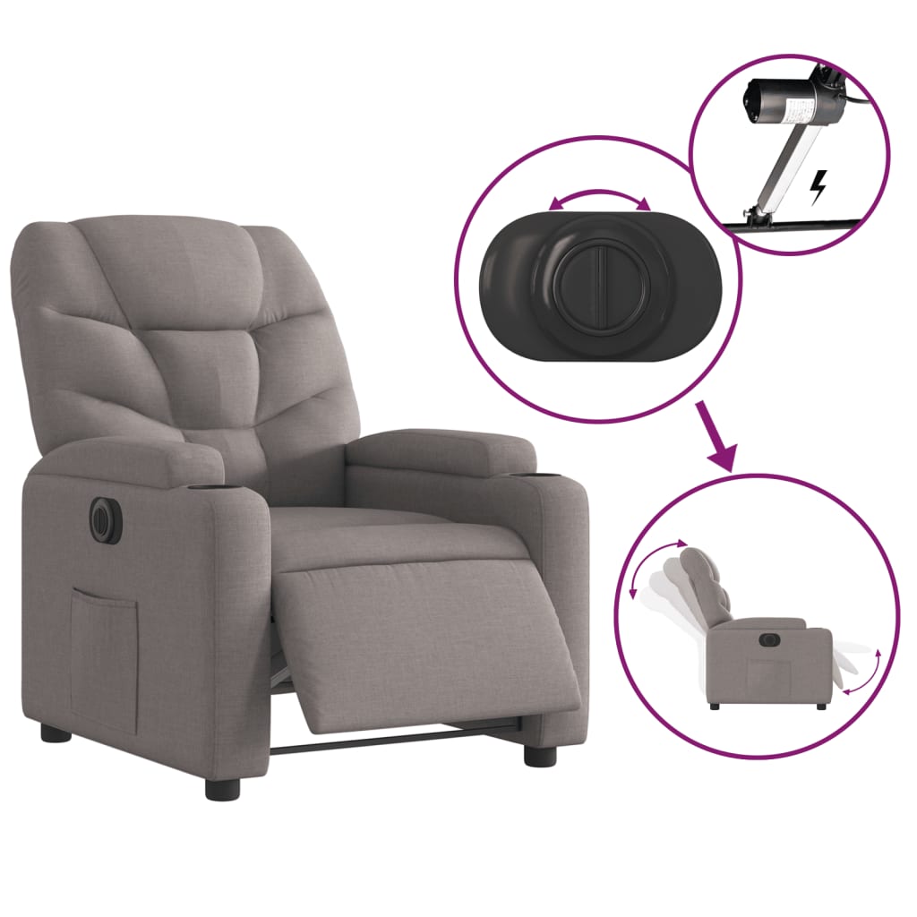 Fauteuil verstelbaar elektrisch stof taupe Fauteuils & Relaxfauteuils | Creëer jouw Trendy Thuis | Gratis bezorgd & Retour | Trendy.nl