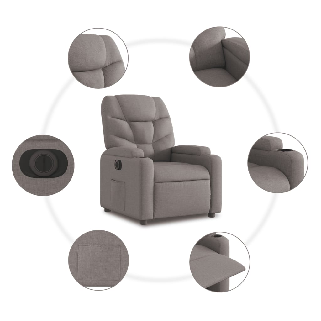 Fauteuil verstelbaar elektrisch stof taupe Fauteuils & Relaxfauteuils | Creëer jouw Trendy Thuis | Gratis bezorgd & Retour | Trendy.nl