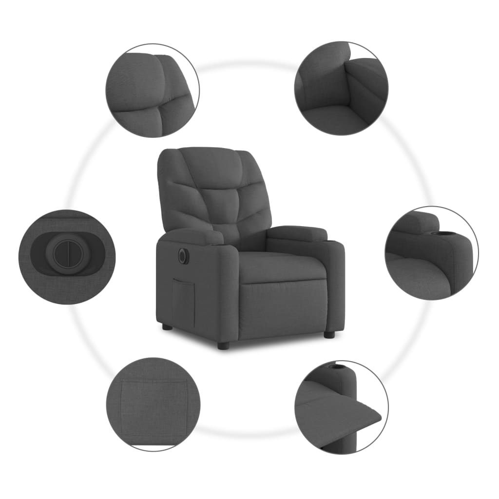 Sta-op-stoel elektrisch verstelbaar stof donkergrijs Fauteuils & Relaxfauteuils | Creëer jouw Trendy Thuis | Gratis bezorgd & Retour | Trendy.nl