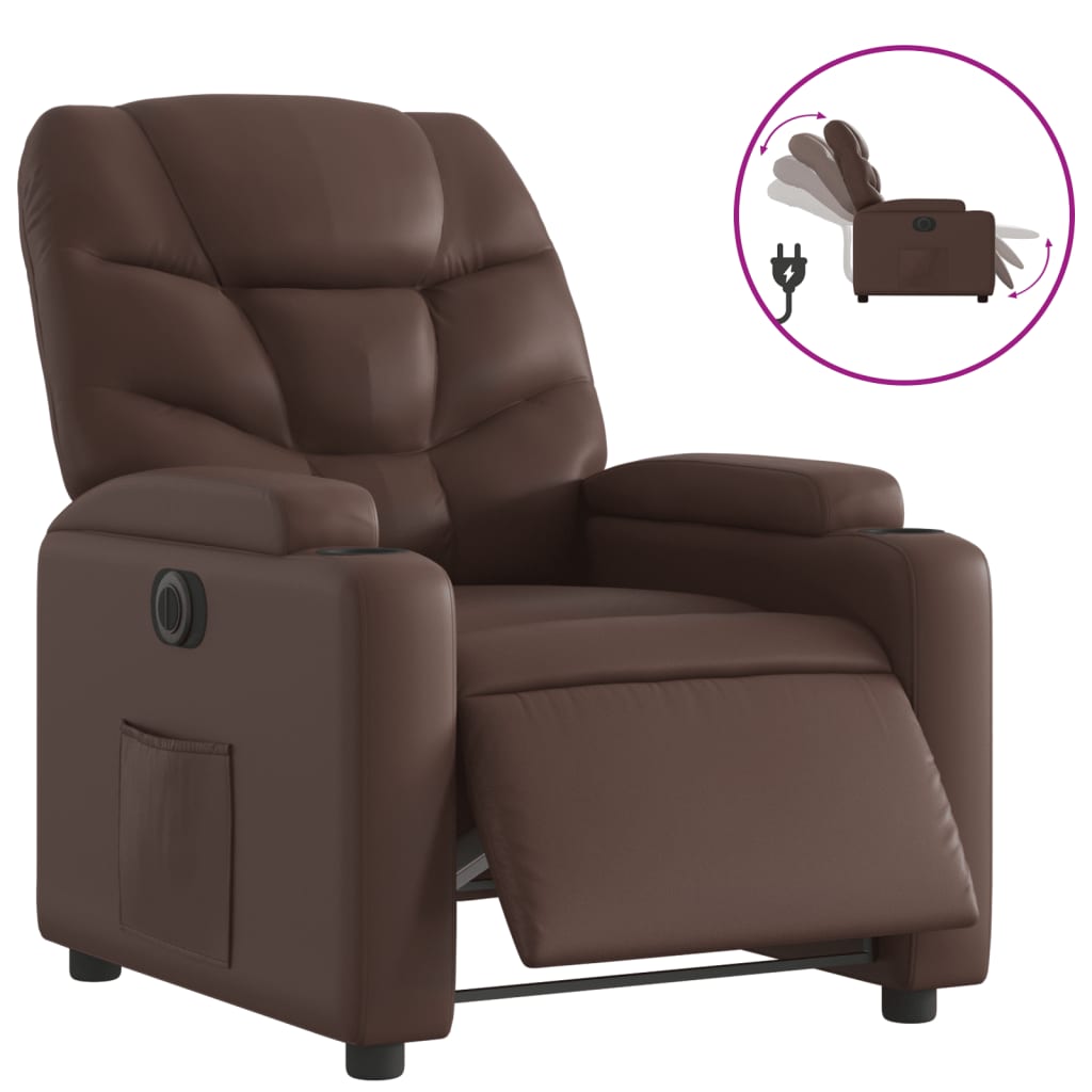 Fauteuil verstelbaar elektrisch kunstleer bruin Fauteuils & Relaxfauteuils | Creëer jouw Trendy Thuis | Gratis bezorgd & Retour | Trendy.nl