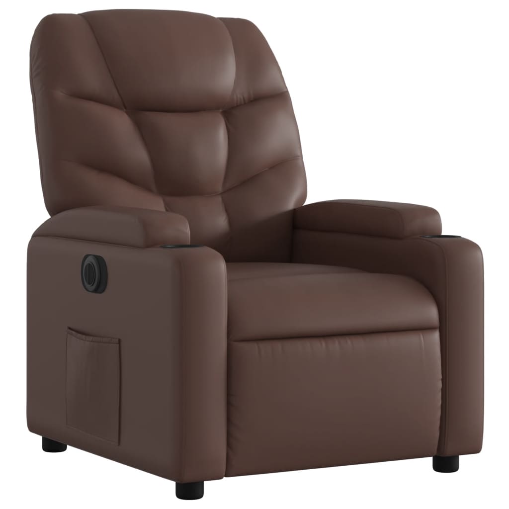 Fauteuil verstelbaar elektrisch kunstleer bruin Fauteuils & Relaxfauteuils | Creëer jouw Trendy Thuis | Gratis bezorgd & Retour | Trendy.nl