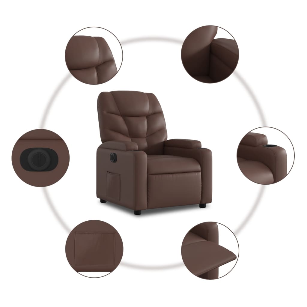 Fauteuil verstelbaar elektrisch kunstleer bruin Fauteuils & Relaxfauteuils | Creëer jouw Trendy Thuis | Gratis bezorgd & Retour | Trendy.nl