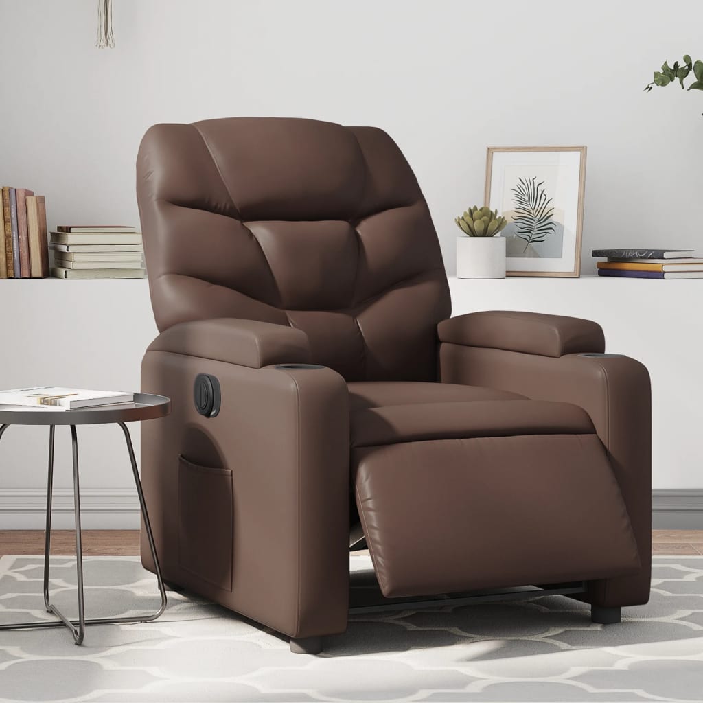 Fauteuil verstelbaar elektrisch kunstleer bruin Fauteuils & Relaxfauteuils | Creëer jouw Trendy Thuis | Gratis bezorgd & Retour | Trendy.nl