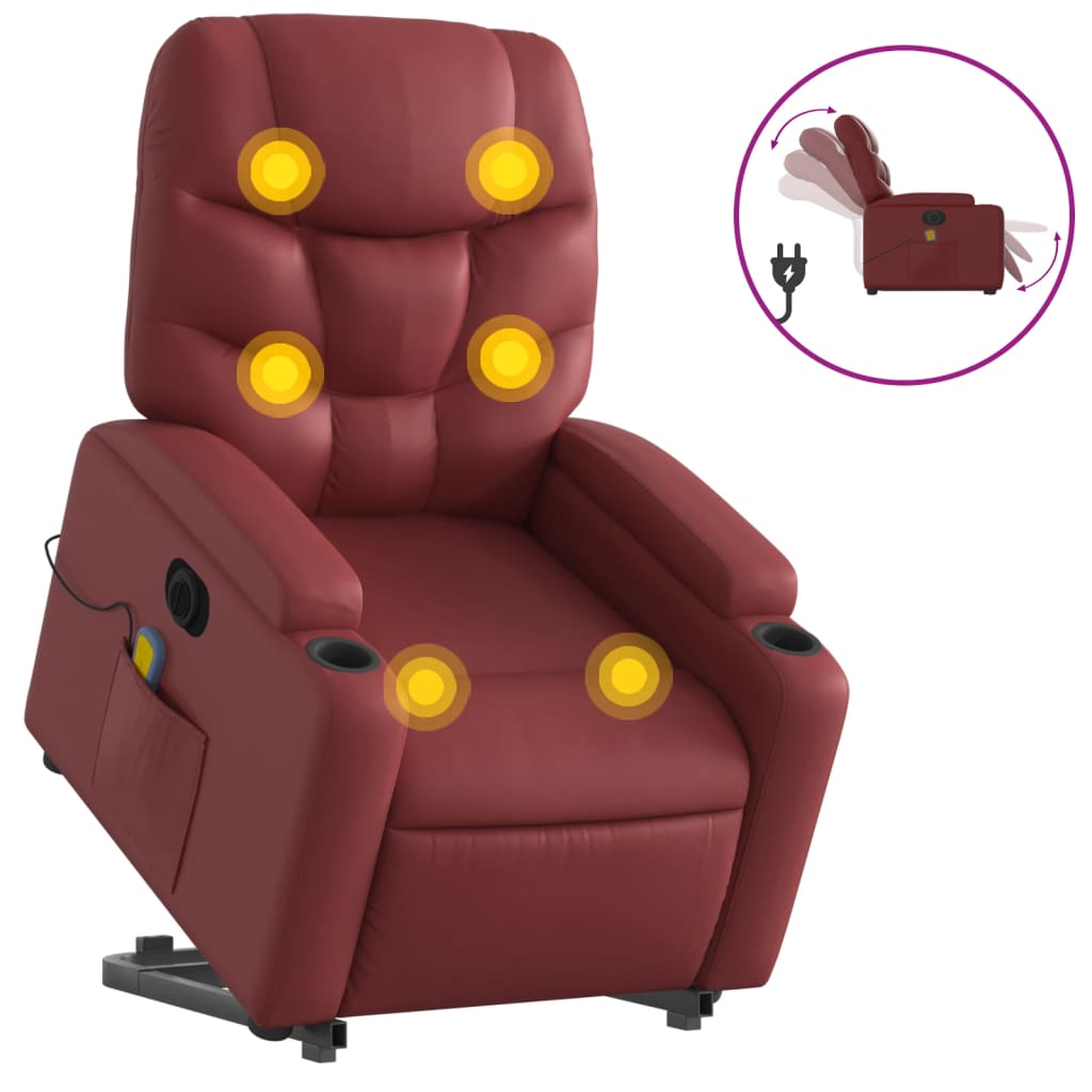 Sta-op-massagestoel elektrisch kunstleer wijnrood Fauteuils & Relaxfauteuils | Creëer jouw Trendy Thuis | Gratis bezorgd & Retour | Trendy.nl