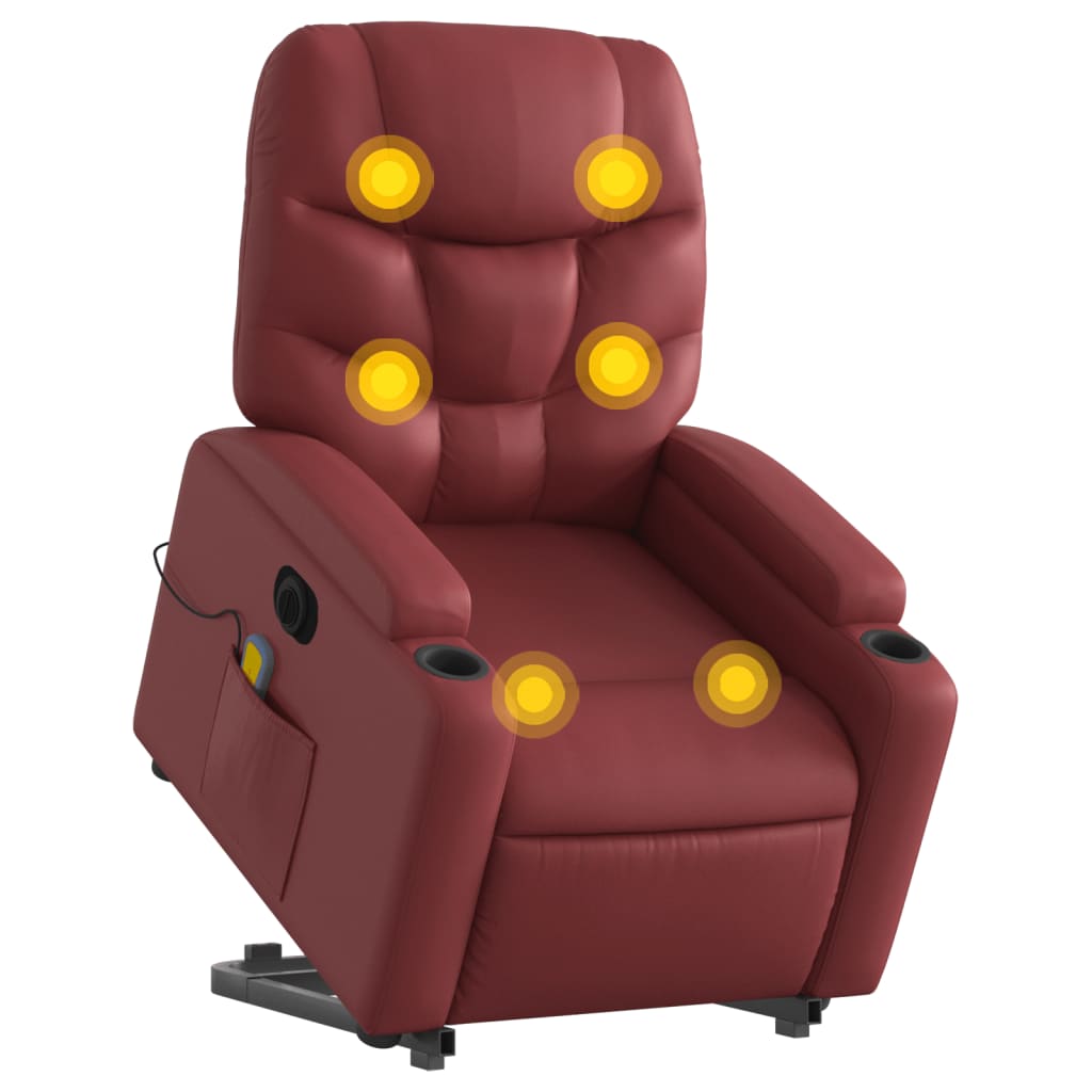 Sta-op-massagestoel elektrisch kunstleer wijnrood Fauteuils & Relaxfauteuils | Creëer jouw Trendy Thuis | Gratis bezorgd & Retour | Trendy.nl