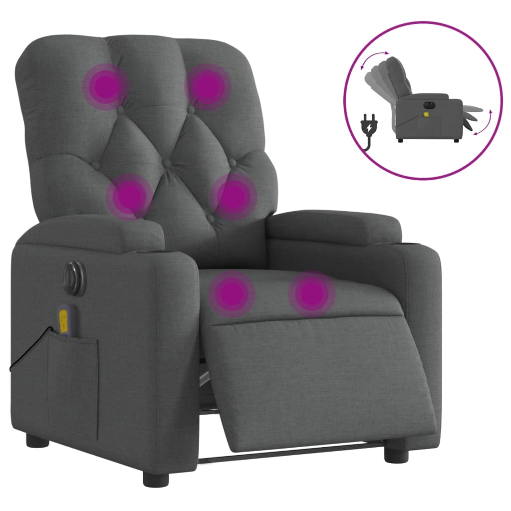 Massagestoel elektrisch verstelbaar stof donkergrijs Fauteuils & Relaxfauteuils | Creëer jouw Trendy Thuis | Gratis bezorgd & Retour | Trendy.nl