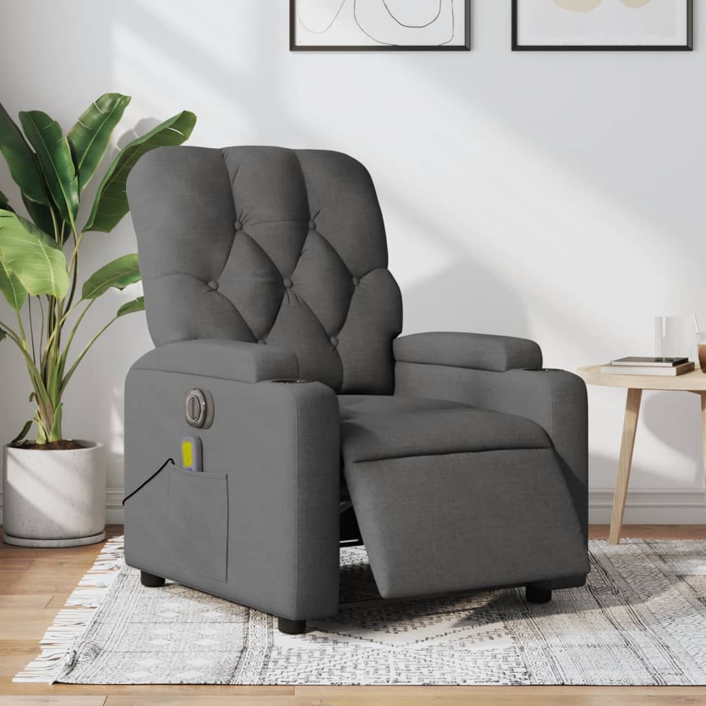 Massagestoel elektrisch verstelbaar stof donkergrijs Fauteuils & Relaxfauteuils | Creëer jouw Trendy Thuis | Gratis bezorgd & Retour | Trendy.nl