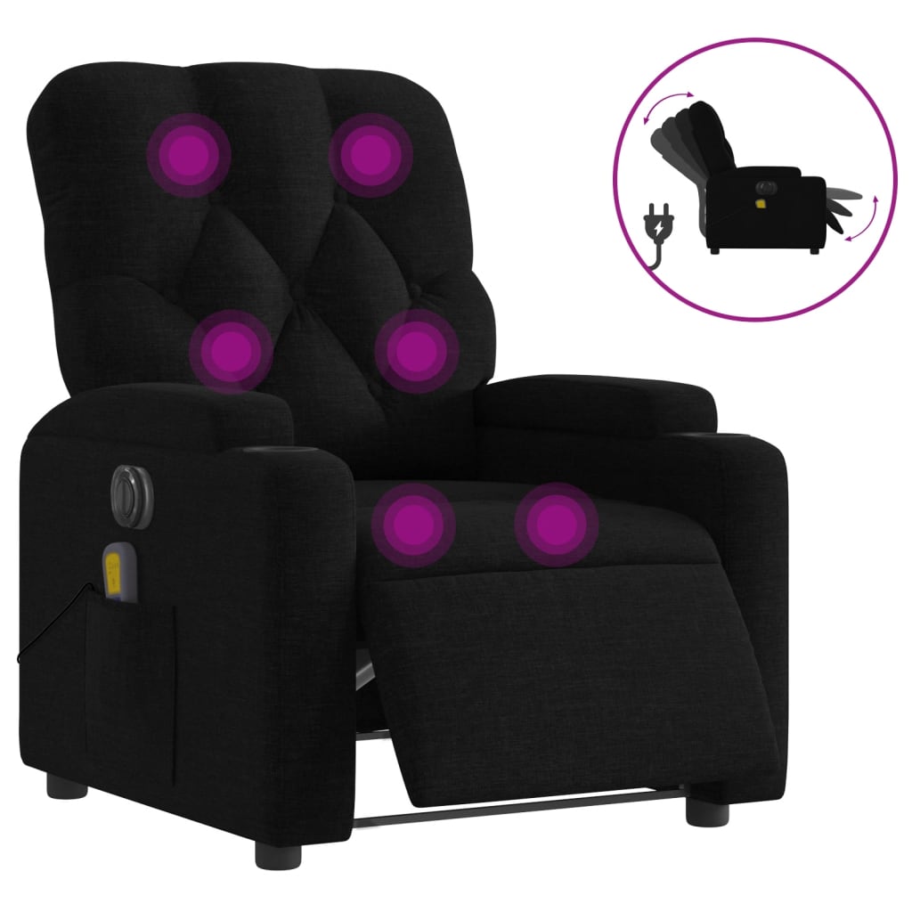 Massagestoel elektrisch verstelbaar stof zwart Fauteuils & Relaxfauteuils | Creëer jouw Trendy Thuis | Gratis bezorgd & Retour | Trendy.nl