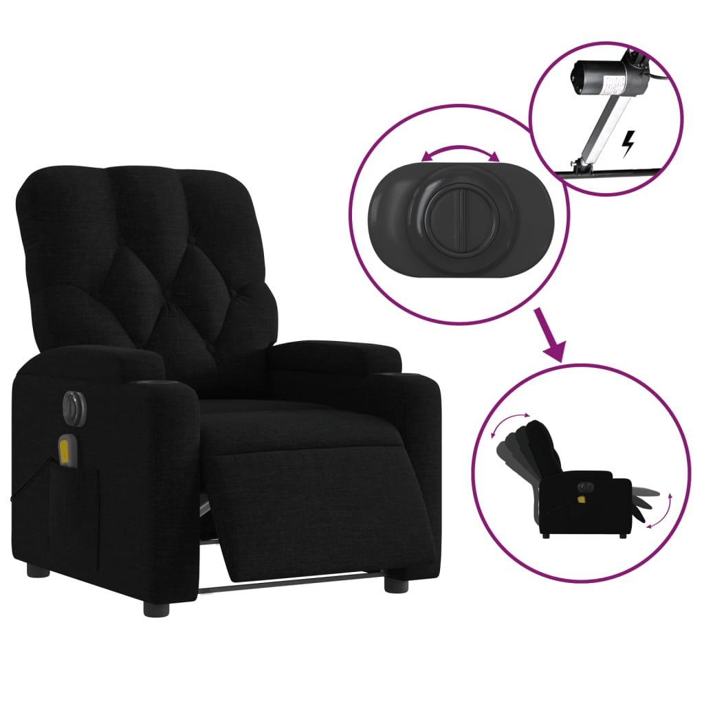 Massagestoel elektrisch verstelbaar stof zwart Fauteuils & Relaxfauteuils | Creëer jouw Trendy Thuis | Gratis bezorgd & Retour | Trendy.nl