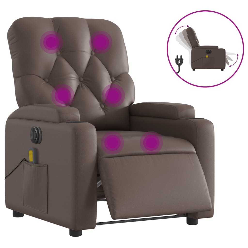 Massagestoel verstelbaar elektrisch kunstleer bruin Fauteuils & Relaxfauteuils | Creëer jouw Trendy Thuis | Gratis bezorgd & Retour | Trendy.nl