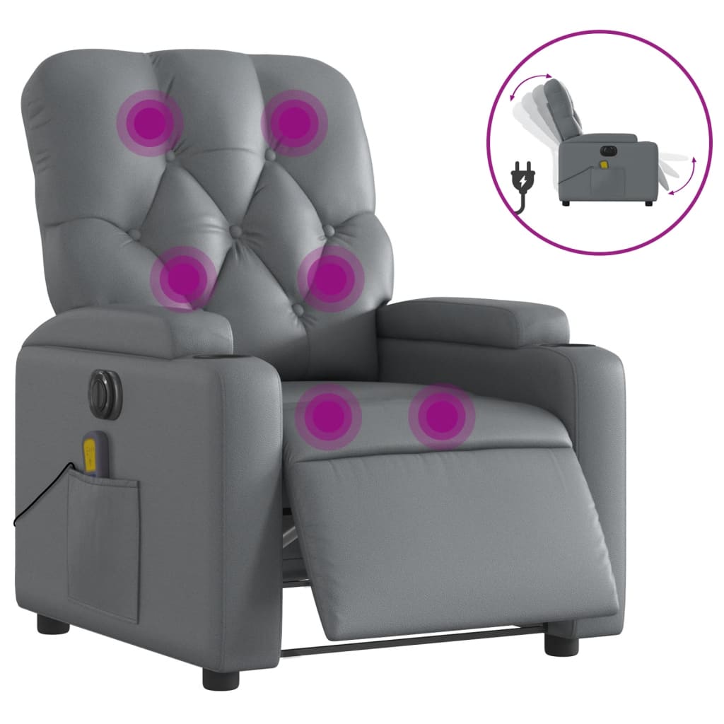 Massagestoel verstelbaar elektrisch kunstleer grijs Fauteuils & Relaxfauteuils | Creëer jouw Trendy Thuis | Gratis bezorgd & Retour | Trendy.nl