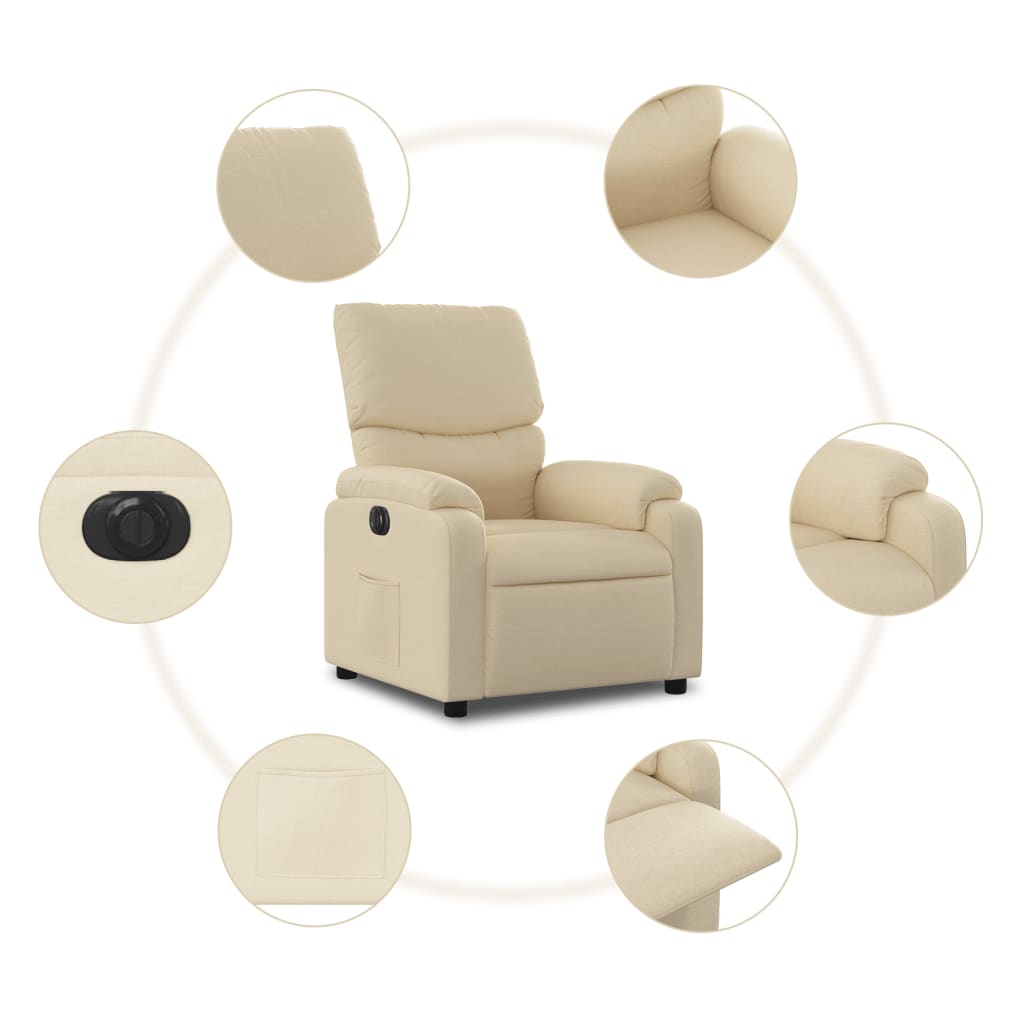 Fauteuil verstelbaar elektrisch stof crèmekleurig Fauteuils & Relaxfauteuils | Creëer jouw Trendy Thuis | Gratis bezorgd & Retour | Trendy.nl