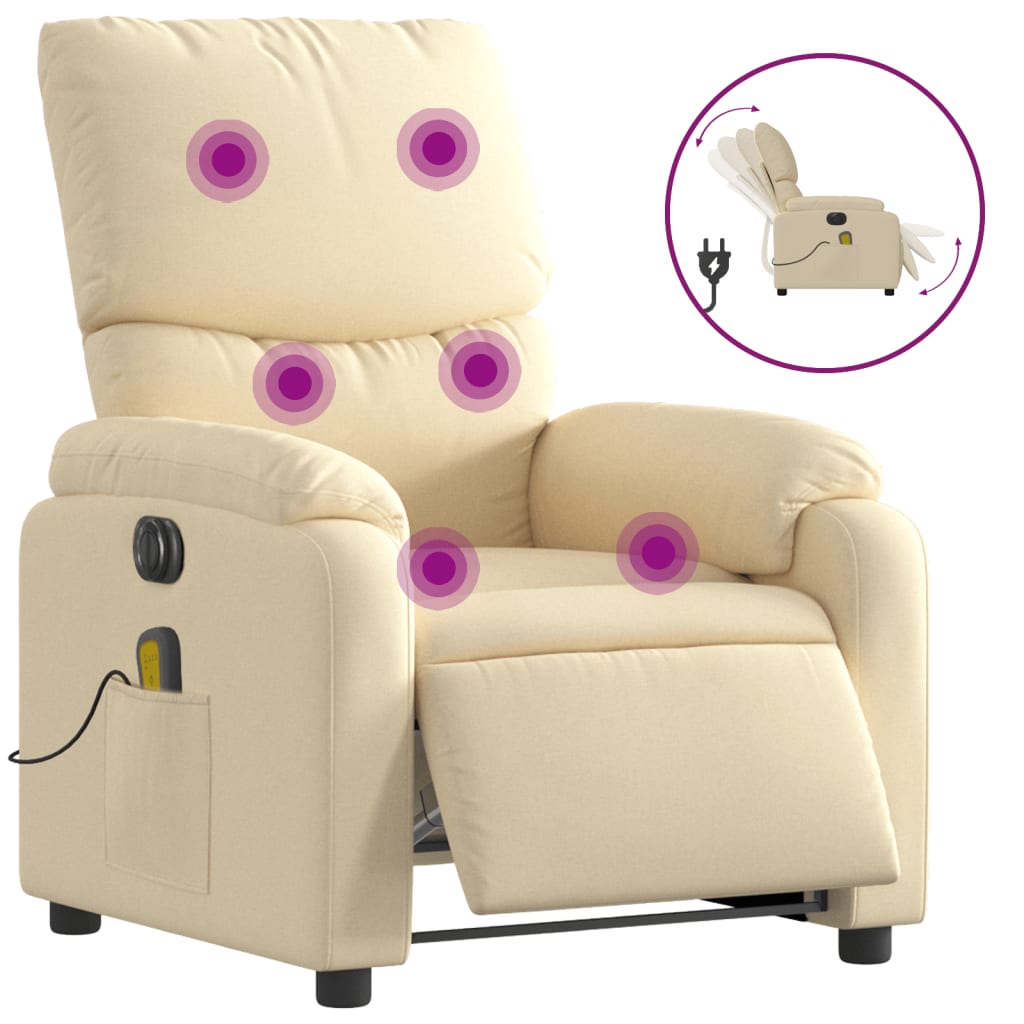 Massagestoel elektrisch verstelbaar stof crèmekleurig Fauteuils & Relaxfauteuils | Creëer jouw Trendy Thuis | Gratis bezorgd & Retour | Trendy.nl