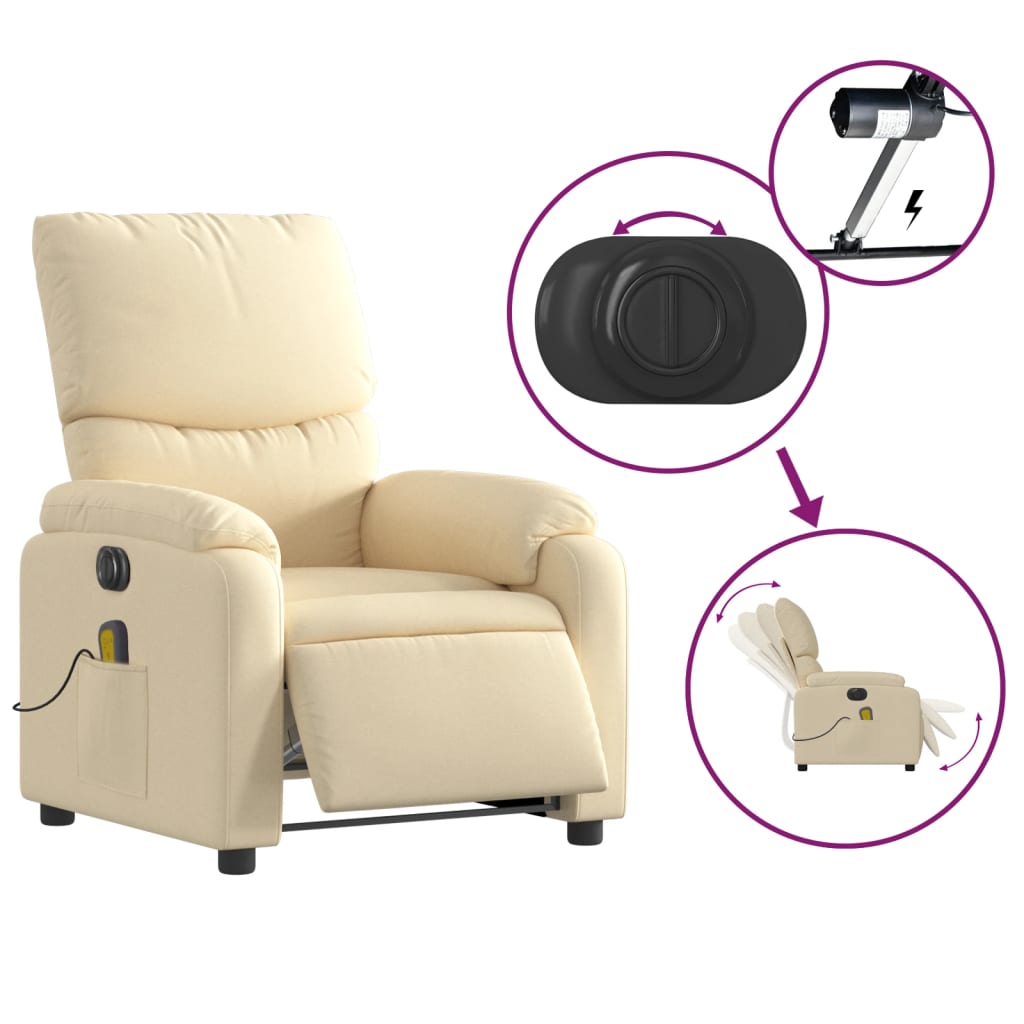 Massagestoel elektrisch verstelbaar stof crèmekleurig Fauteuils & Relaxfauteuils | Creëer jouw Trendy Thuis | Gratis bezorgd & Retour | Trendy.nl