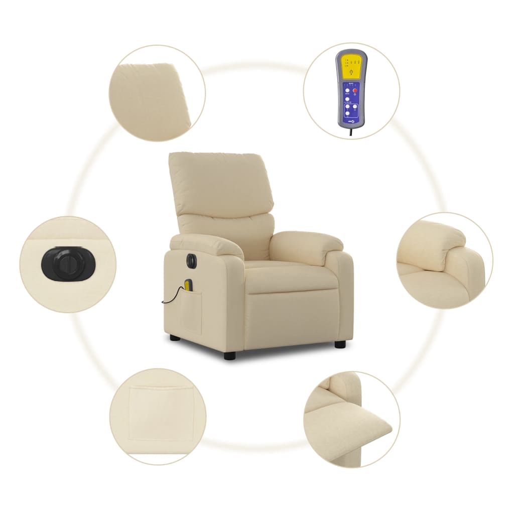 Massagestoel elektrisch verstelbaar stof crèmekleurig Fauteuils & Relaxfauteuils | Creëer jouw Trendy Thuis | Gratis bezorgd & Retour | Trendy.nl