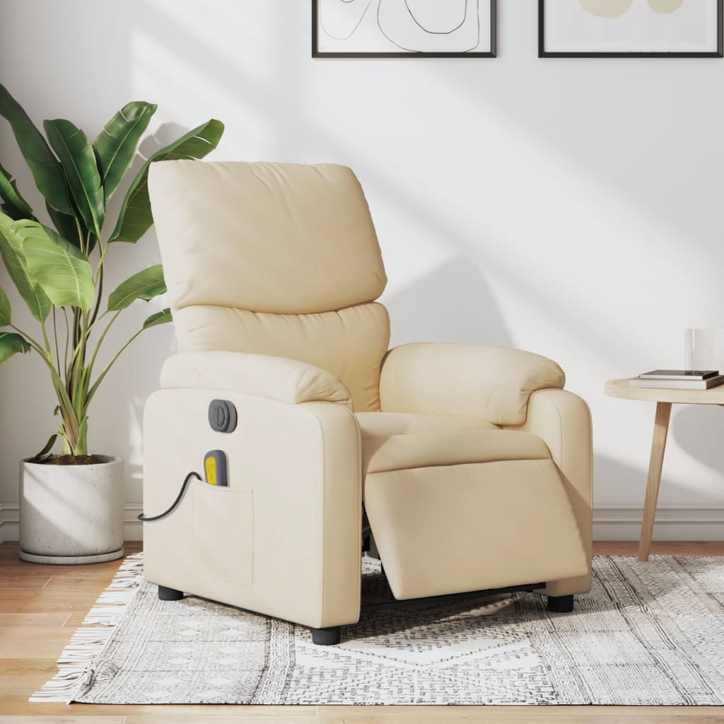 Massagestoel elektrisch verstelbaar stof crèmekleurig Fauteuils & Relaxfauteuils | Creëer jouw Trendy Thuis | Gratis bezorgd & Retour | Trendy.nl