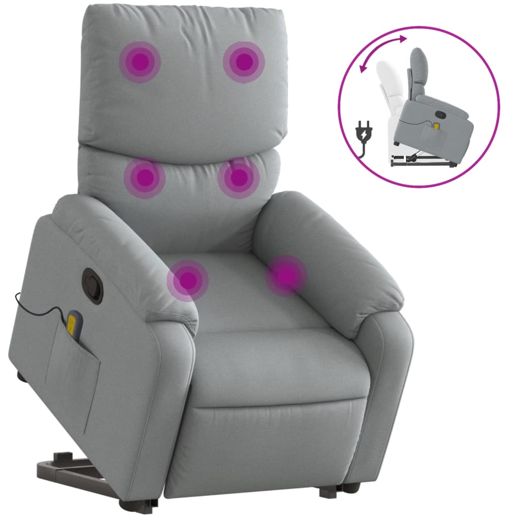 Sta-op-massagestoel verstelbaar stof lichtgrijs Fauteuils & Relaxfauteuils | Creëer jouw Trendy Thuis | Gratis bezorgd & Retour | Trendy.nl