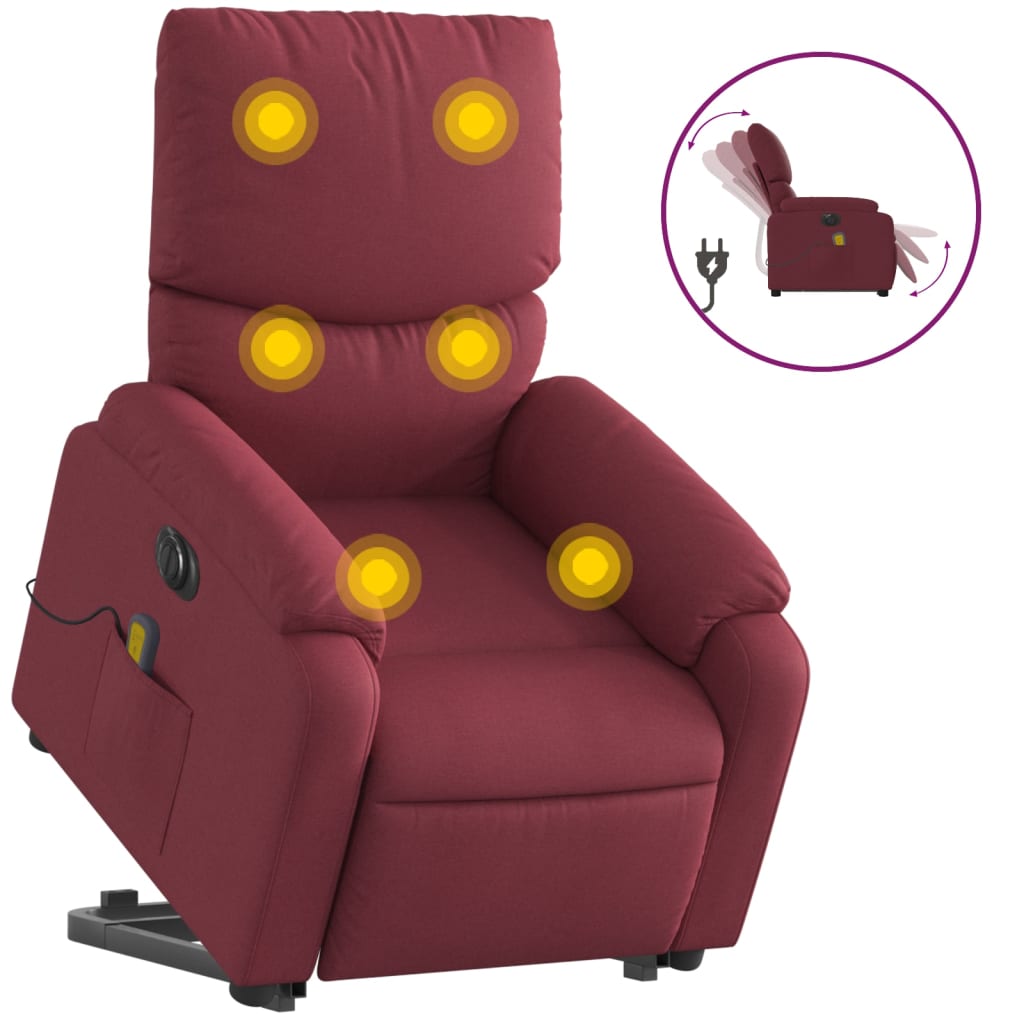 Sta-op-massagestoel elektrisch verstelbaar stof wijnrood Fauteuils & Relaxfauteuils | Creëer jouw Trendy Thuis | Gratis bezorgd & Retour | Trendy.nl