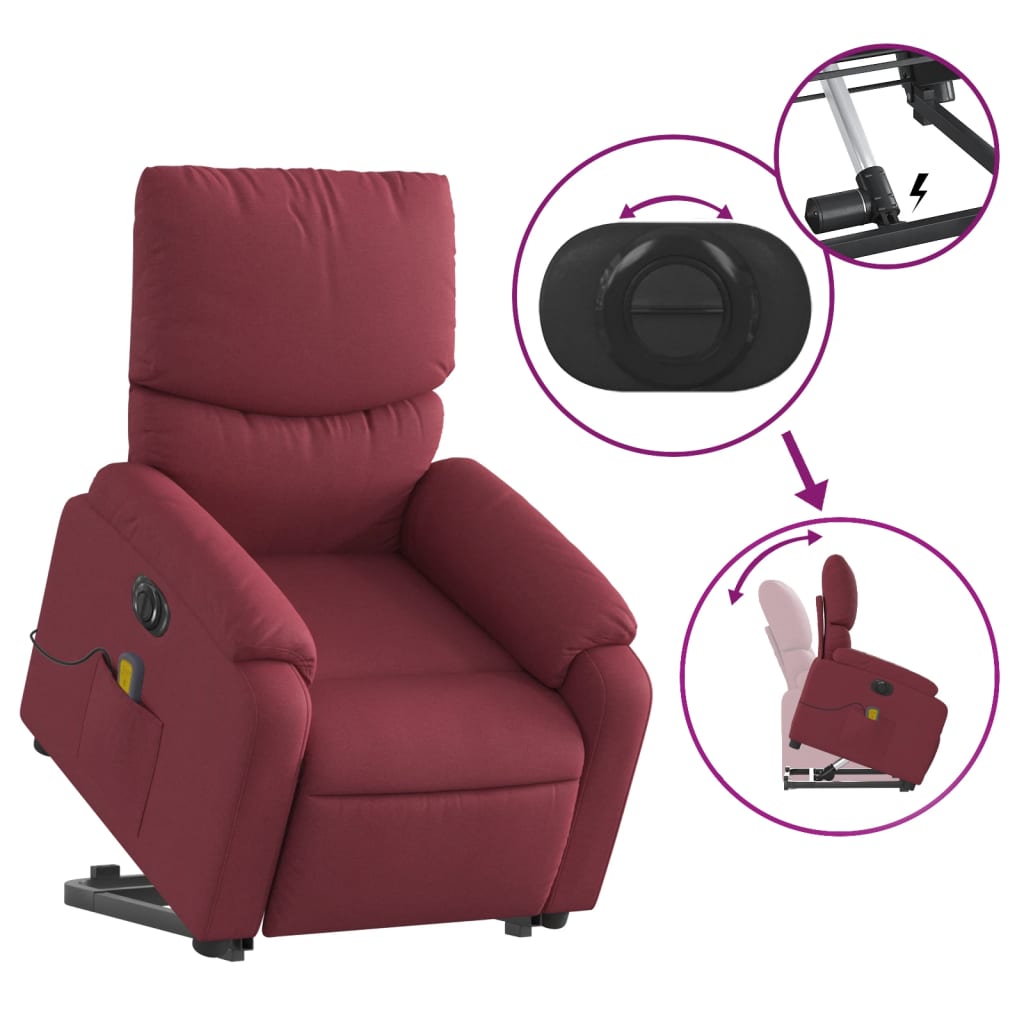 Sta-op-massagestoel elektrisch verstelbaar stof wijnrood Fauteuils & Relaxfauteuils | Creëer jouw Trendy Thuis | Gratis bezorgd & Retour | Trendy.nl