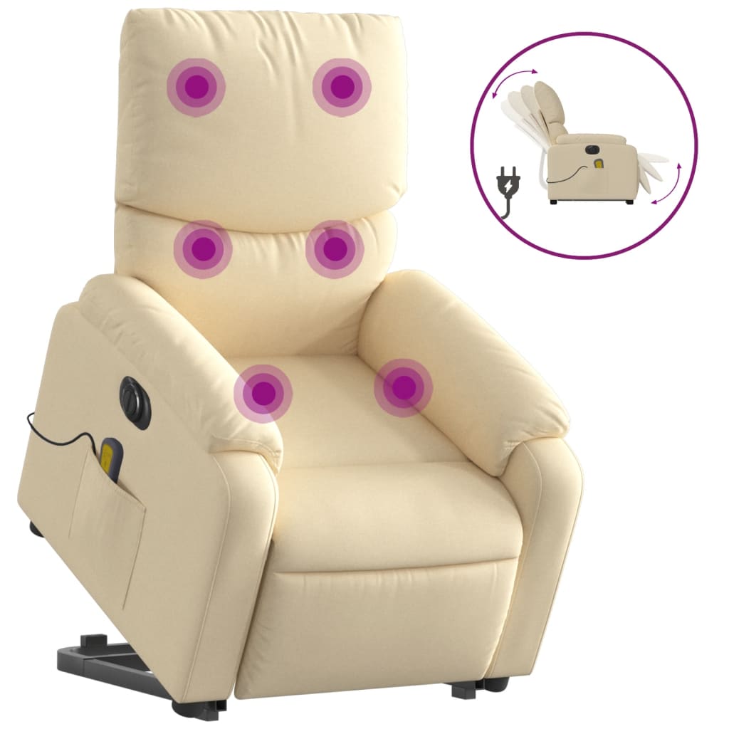 Sta-op-massagestoel elektrisch verstelbaar stof crèmekleurig Fauteuils & Relaxfauteuils | Creëer jouw Trendy Thuis | Gratis bezorgd & Retour | Trendy.nl