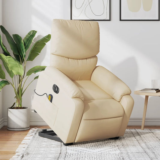 Sta-op-massagestoel elektrisch verstelbaar stof crèmekleurig Fauteuils & Relaxfauteuils | Creëer jouw Trendy Thuis | Gratis bezorgd & Retour | Trendy.nl