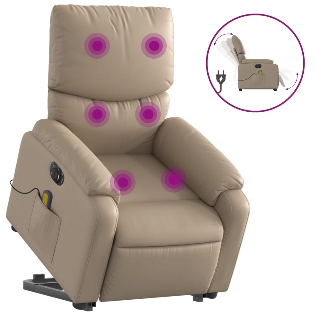 Sta-op-massagestoel elektrisch kunstleer cappuccinokleurig Fauteuils & Relaxfauteuils | Creëer jouw Trendy Thuis | Gratis bezorgd & Retour | Trendy.nl