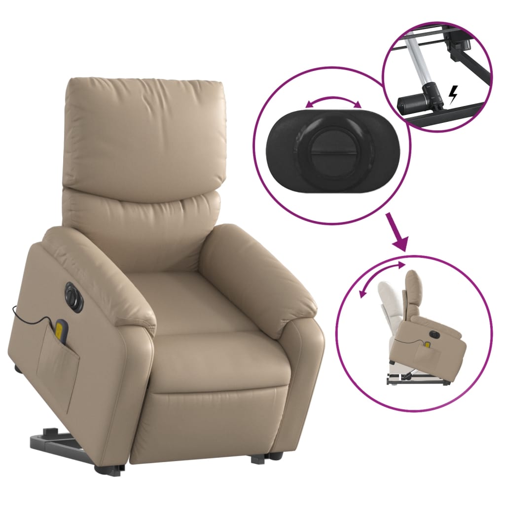 Sta-op-massagestoel elektrisch kunstleer cappuccinokleurig Fauteuils & Relaxfauteuils | Creëer jouw Trendy Thuis | Gratis bezorgd & Retour | Trendy.nl