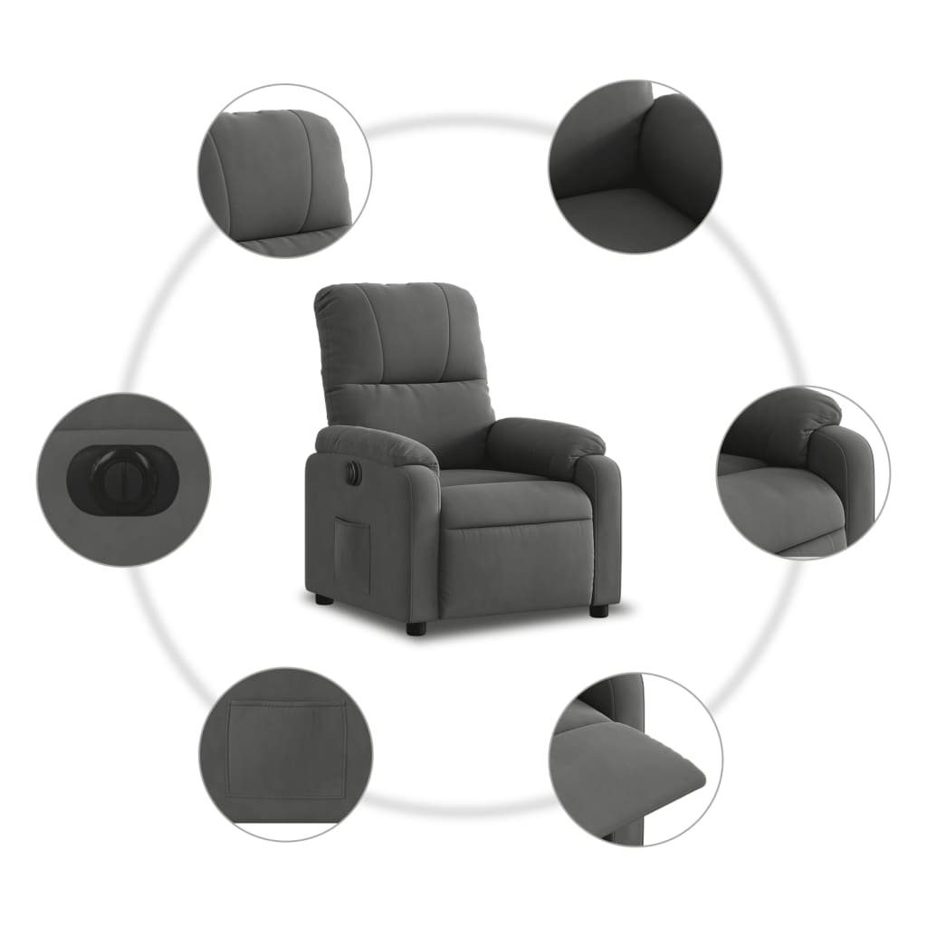 Fauteuil verstelbaar elektrisch microvezelstof donkergrijs Fauteuils & Relaxfauteuils | Creëer jouw Trendy Thuis | Gratis bezorgd & Retour | Trendy.nl