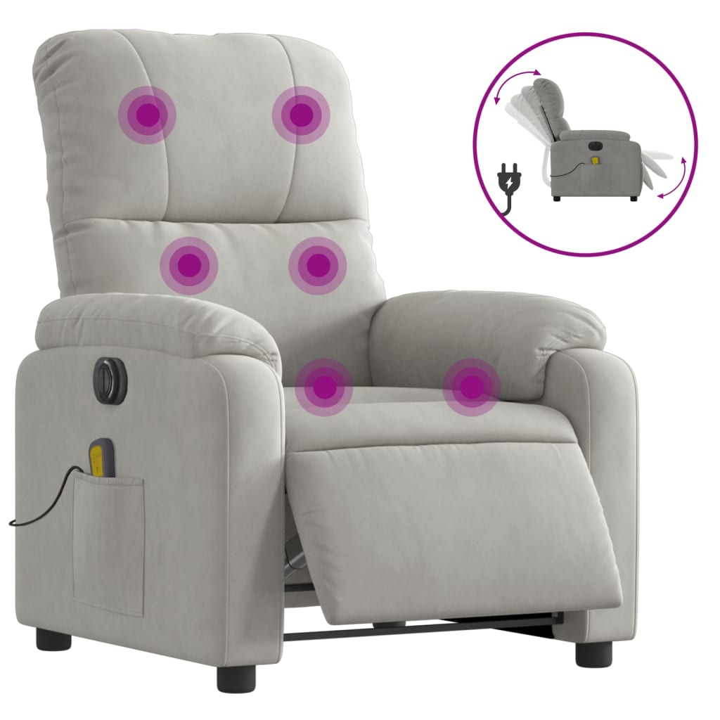 Massagestoel elektrisch verstelbaar microvezelstof lichtgrijs Fauteuils & Relaxfauteuils | Creëer jouw Trendy Thuis | Gratis bezorgd & Retour | Trendy.nl