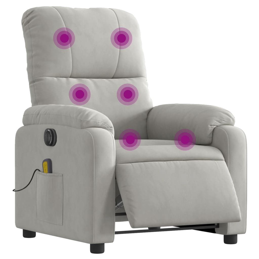 Massagestoel elektrisch verstelbaar microvezelstof lichtgrijs Fauteuils & Relaxfauteuils | Creëer jouw Trendy Thuis | Gratis bezorgd & Retour | Trendy.nl