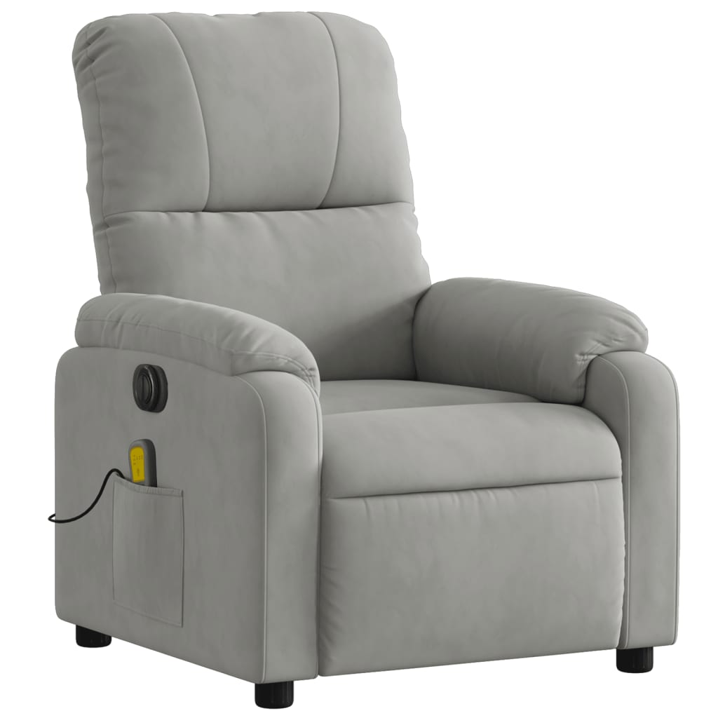 Massagestoel elektrisch verstelbaar microvezelstof lichtgrijs Fauteuils & Relaxfauteuils | Creëer jouw Trendy Thuis | Gratis bezorgd & Retour | Trendy.nl