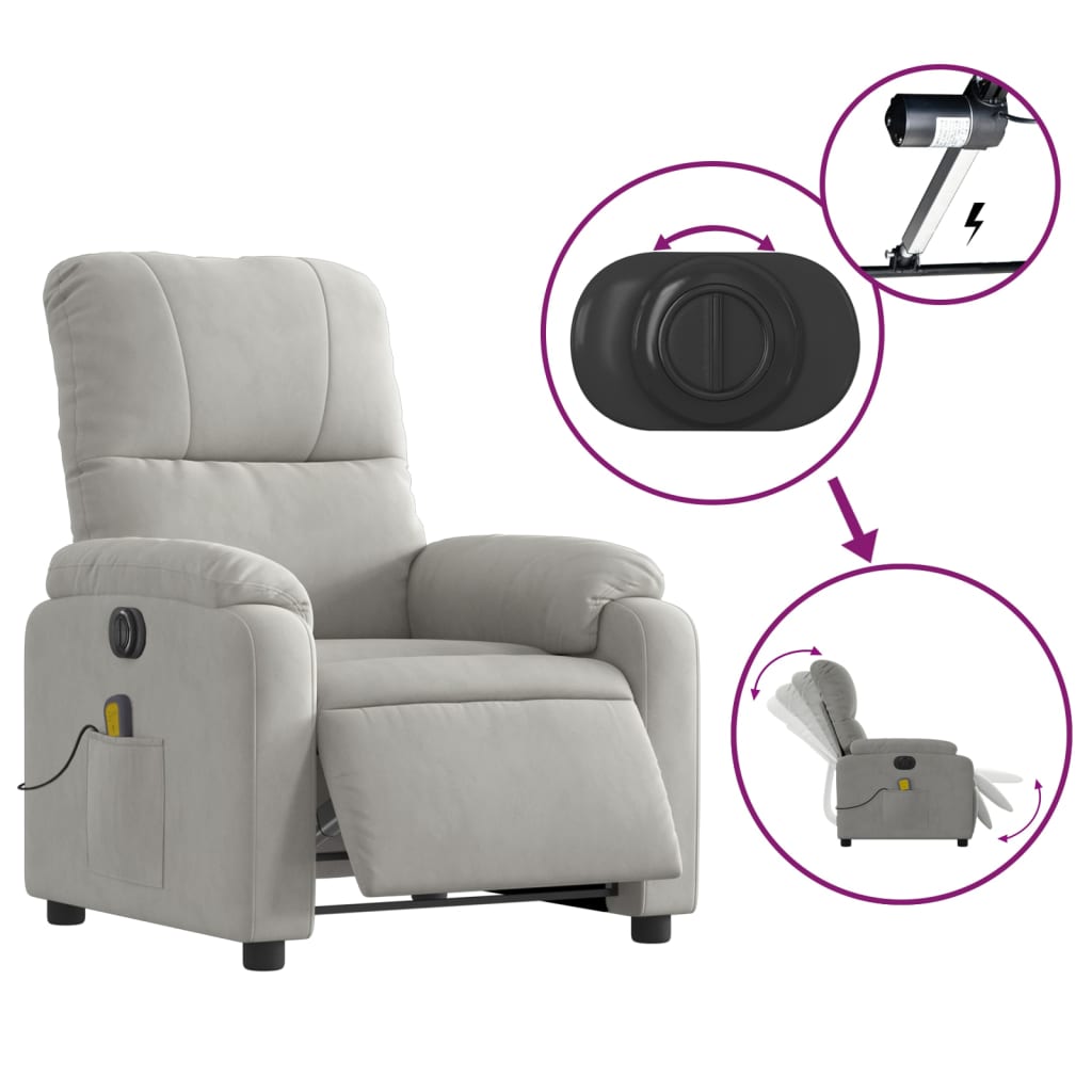 Massagestoel elektrisch verstelbaar microvezelstof lichtgrijs Fauteuils & Relaxfauteuils | Creëer jouw Trendy Thuis | Gratis bezorgd & Retour | Trendy.nl