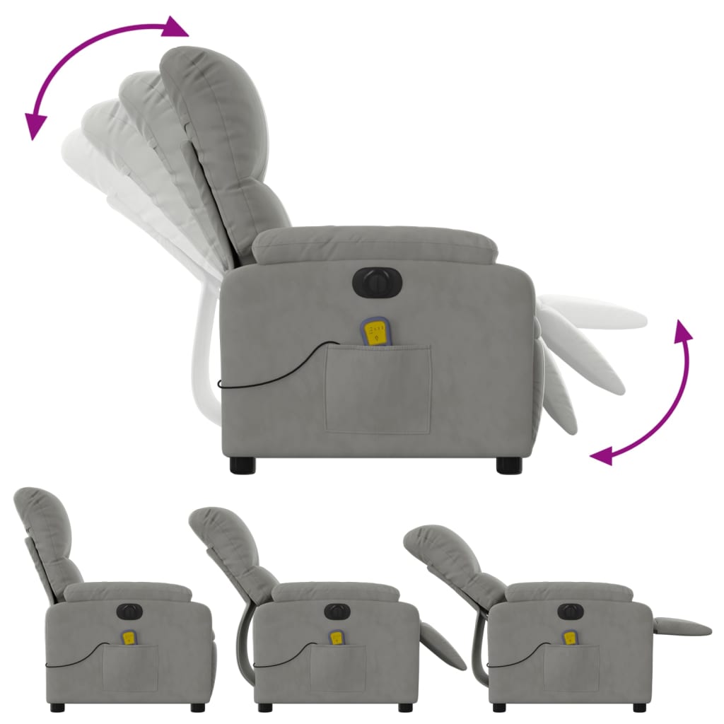 Massagestoel elektrisch verstelbaar microvezelstof lichtgrijs Fauteuils & Relaxfauteuils | Creëer jouw Trendy Thuis | Gratis bezorgd & Retour | Trendy.nl