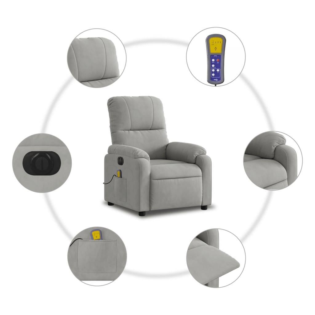 Massagestoel elektrisch verstelbaar microvezelstof lichtgrijs Fauteuils & Relaxfauteuils | Creëer jouw Trendy Thuis | Gratis bezorgd & Retour | Trendy.nl