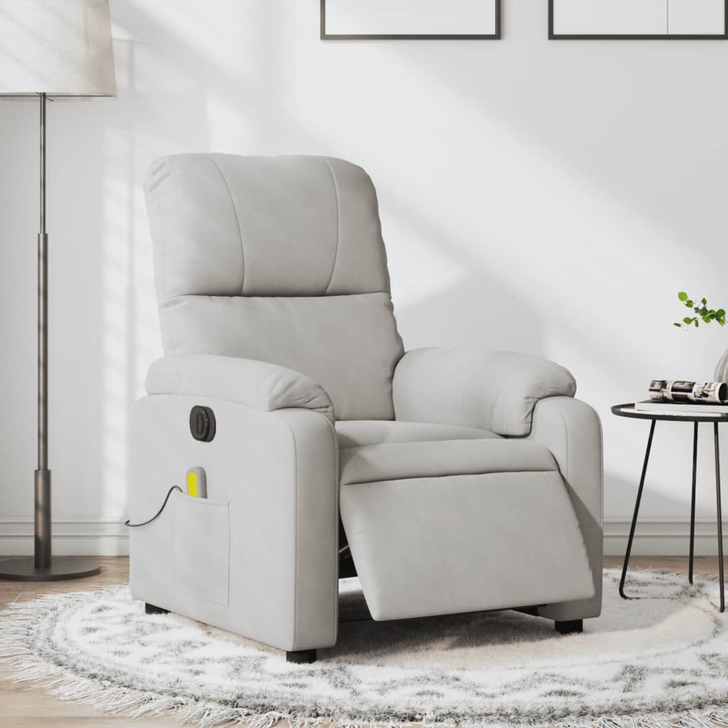 Massagestoel elektrisch verstelbaar microvezelstof lichtgrijs Fauteuils & Relaxfauteuils | Creëer jouw Trendy Thuis | Gratis bezorgd & Retour | Trendy.nl