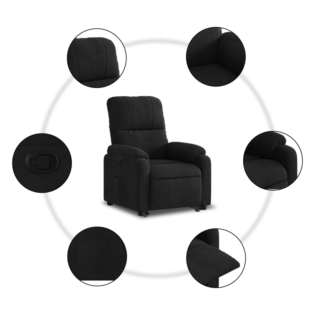 Sta-op-stoel verstelbaar microvezelstof zwart Fauteuils & Relaxfauteuils | Creëer jouw Trendy Thuis | Gratis bezorgd & Retour | Trendy.nl