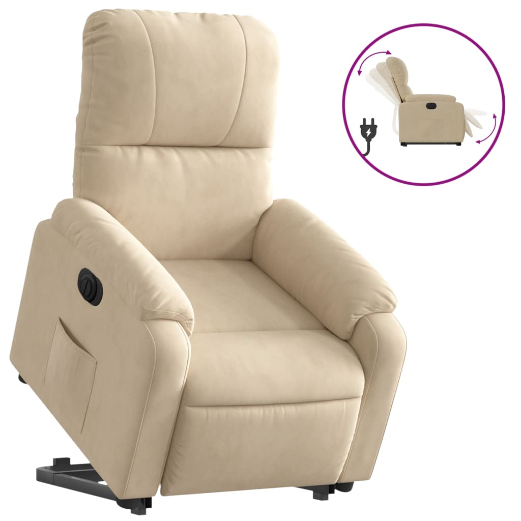 Sta-op-stoel elektrisch verstelbaar microvezelstof crèmekleurig Fauteuils & Relaxfauteuils | Creëer jouw Trendy Thuis | Gratis bezorgd & Retour | Trendy.nl