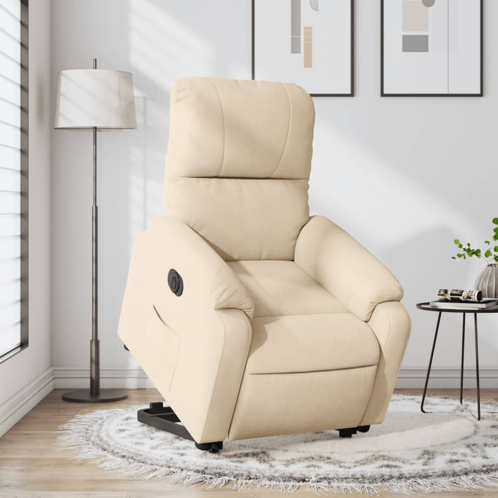 Sta-op-stoel elektrisch verstelbaar microvezelstof crèmekleurig Fauteuils & Relaxfauteuils | Creëer jouw Trendy Thuis | Gratis bezorgd & Retour | Trendy.nl