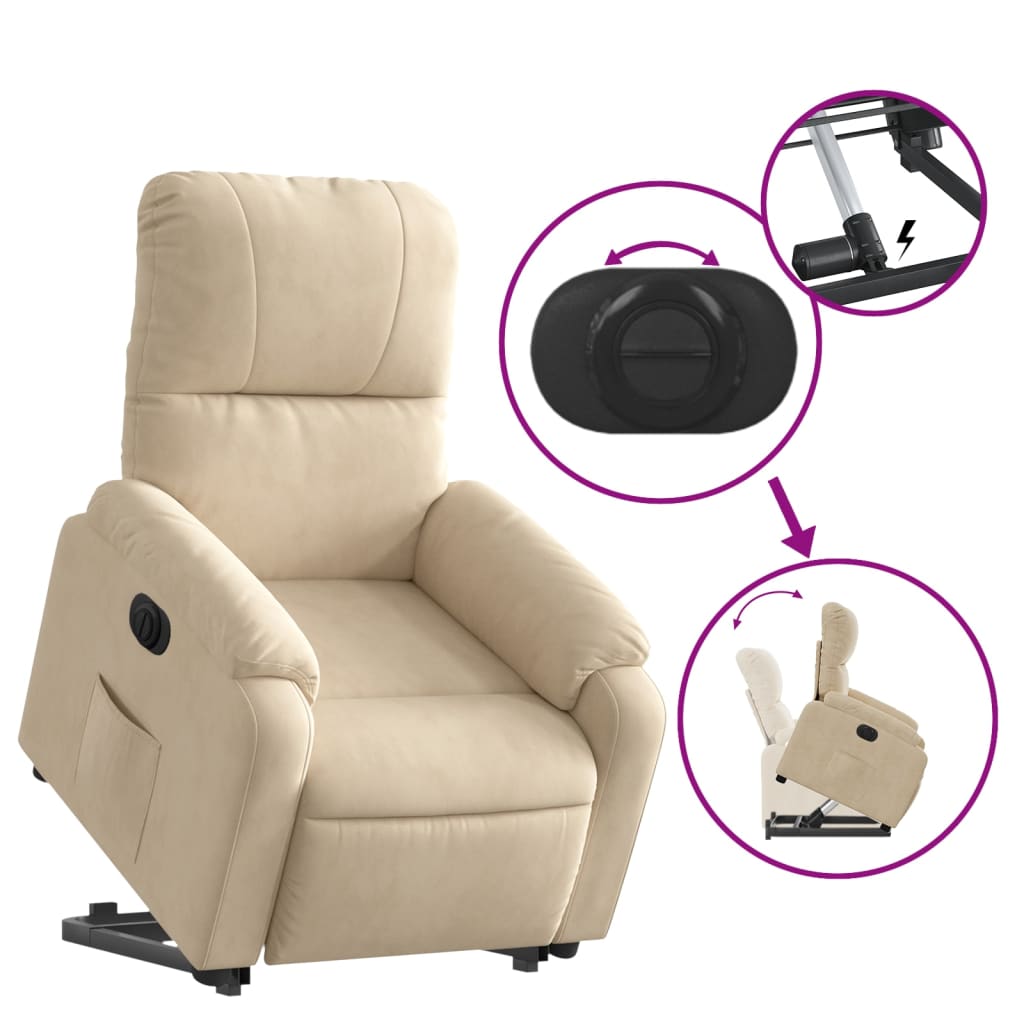 Sta-op-stoel elektrisch verstelbaar microvezelstof crèmekleurig Fauteuils & Relaxfauteuils | Creëer jouw Trendy Thuis | Gratis bezorgd & Retour | Trendy.nl