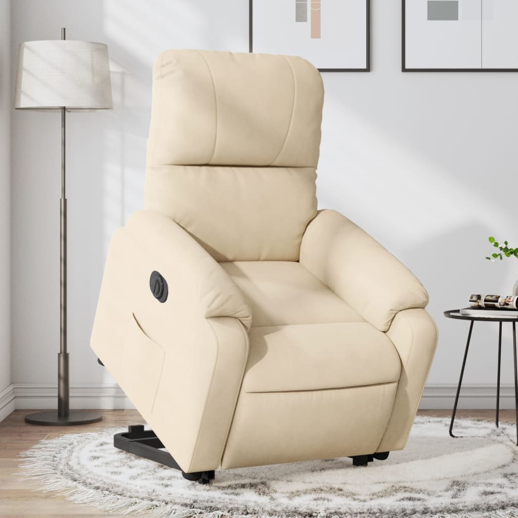 Sta-op-stoel elektrisch verstelbaar microvezelstof crèmekleurig Fauteuils & Relaxfauteuils | Creëer jouw Trendy Thuis | Gratis bezorgd & Retour | Trendy.nl