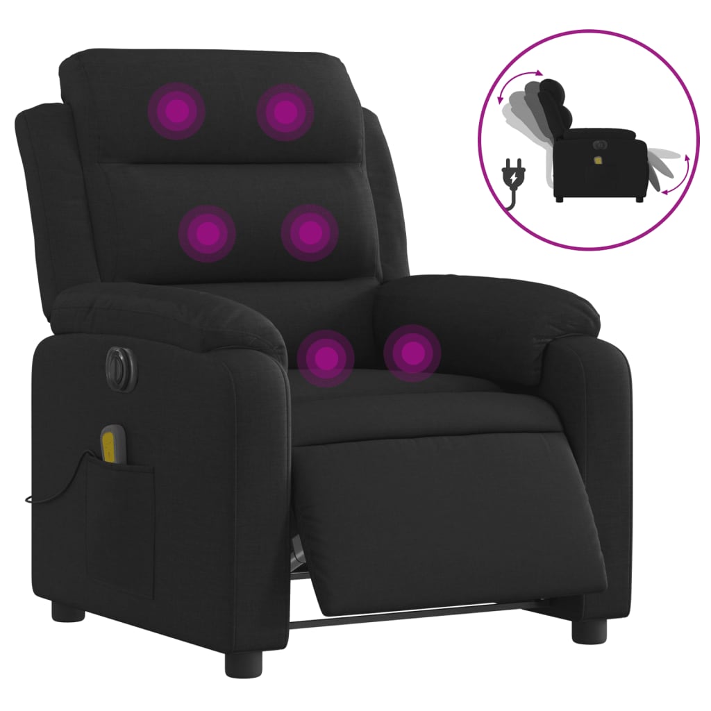 Massagestoel elektrisch verstelbaar stof zwart Fauteuils & Relaxfauteuils | Creëer jouw Trendy Thuis | Gratis bezorgd & Retour | Trendy.nl