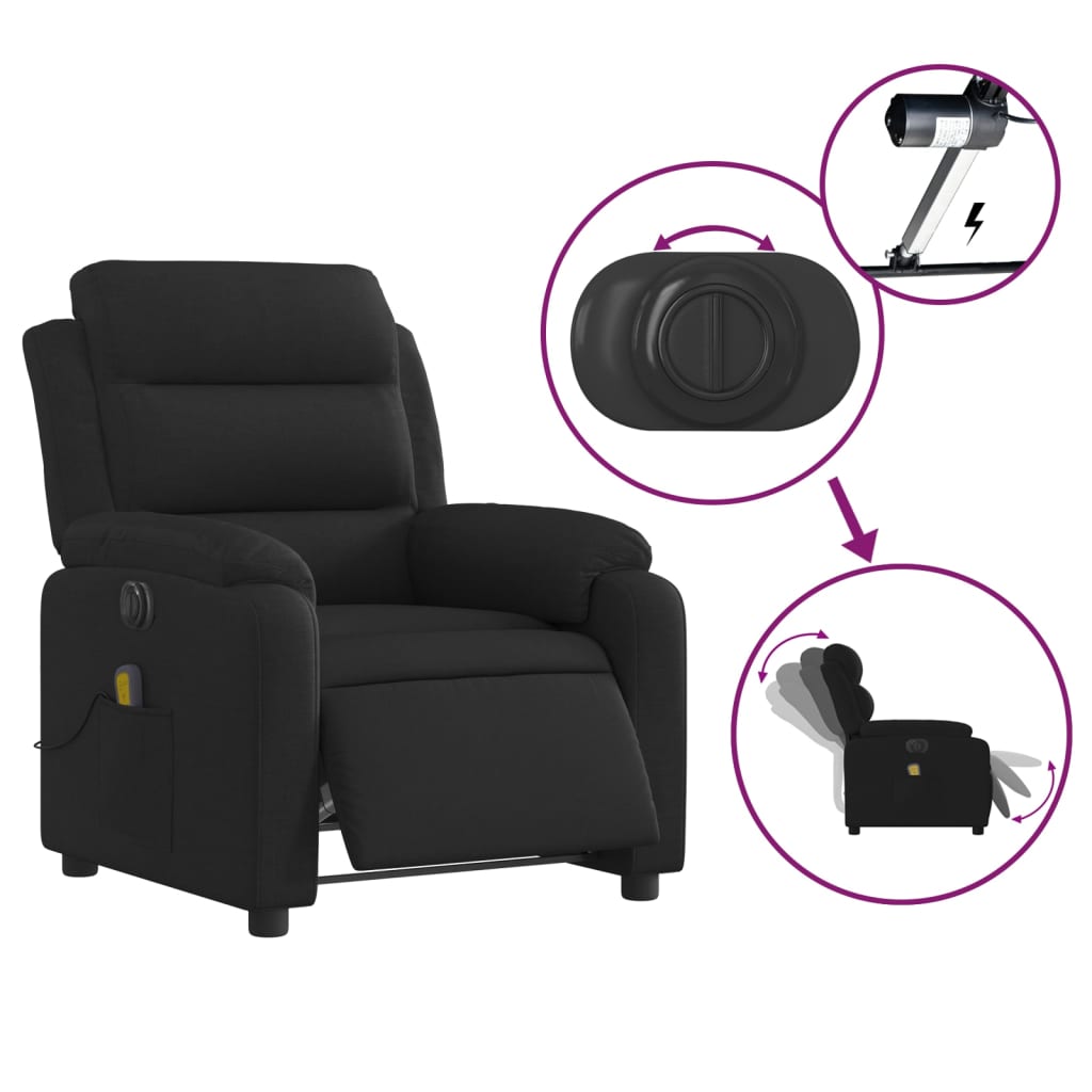 Massagestoel elektrisch verstelbaar stof zwart Fauteuils & Relaxfauteuils | Creëer jouw Trendy Thuis | Gratis bezorgd & Retour | Trendy.nl